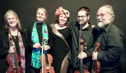 String quartet sitting at playing music
